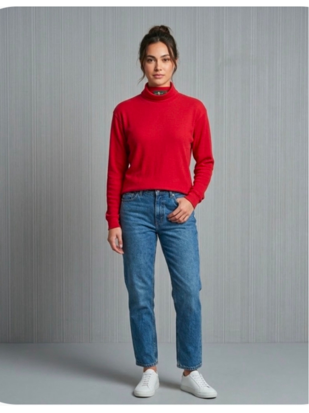 Women's Vintage Hunt Club Red Turtleneck Sweater Single Stich size Medium